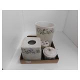BATHROOM ACCESSORY SET - STONE FLORAL PRINT