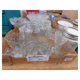 GLASS LOT - CRYSTAL PLATTER, BOWLS, CANDLE STICK
