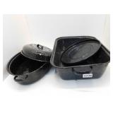 GRANITE WARE ENAMEL ROASTING PAN SET - LARGE