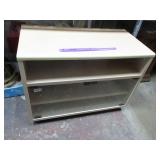 MEDIA CONSOLE - GLASS FRENCH DOORS, ON WHEELS