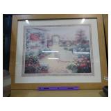 FRAMED FLORAL COURTYARD PRINT - HOME DECOR