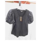 NEW WOMENS PUFF SLEEVE TOP *LARGE *DG2