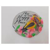 NEW RESIN GARDEN STONE / WALL PLAQUE *HAPPY BIRDS