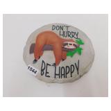 NEW RESIN GARDEN STONE/WALL PLAQUE *BE HAPPY SLOTH
