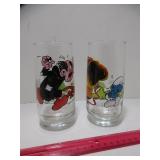 2 Rare Vintage 1982 Peyo Smurf Glasses