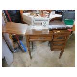 MID CENTURY SEWING CABINET & KENMORE SEWING MACHIN