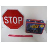 METAL LUNCH BOX & REFLECTIVE STOP SIGN