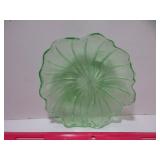 Vintage Uranium Green Glass Leaf Dish