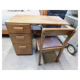VINTAGE SOLID HARDWOOD WRITING DESK & CHAIR SET