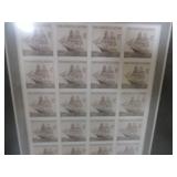 USS CONSTELLATION SHIP FRAMED STAMP COLLECTION