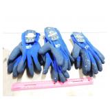 3 Pairs Sz L Wells Lamont Latex Coated Gloves