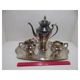 Vintage Silvercraft Silver Plate Tea Set & Tray