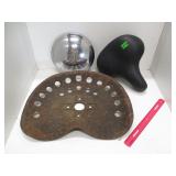 Bicycle Seat, Tractor Seat, and Hubcap