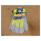 Viswerx Sz XL Hi Vis Split Leather Work Gloves