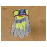 Viswerx Sz XL Hi Vis Split Leather Work Gloves