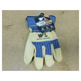 Wells Lamont Sz L White Mule Leather Palm Gloves