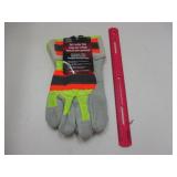 Men's Boss Sz L Split Leather Palm Hi Vis Gloves