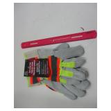 Men's Boss Sz L Split Leather Palm Hi Vis Gloves