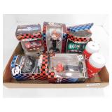 Group Nascar Ornaments and Coca Cola Salt & Pepper