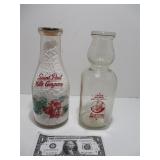 2 Vintage Milk Bottles