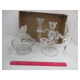 Glass Candle/Flower Holders & Candy Dish