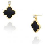 New - Four Leaf Clover Earrings With Black Onyx