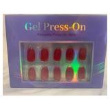 Gel Press On Nails - Red - Almond