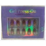 Gel Press On Nails - Glittering Chocolate - Almond