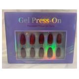 Gel Press On Nails - Deep Red - Almond