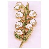 White Skull Head Lily of The Valley Enamel Pin