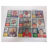 LOT OF 9 1962 TOPPS FOOTBALL CARDS
