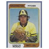 Nice 1974 Topps 197 Vincente Romo WASHINGTON Error