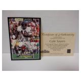 GALE SAYERS SIGNED AUTO CARD WITH COA