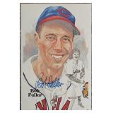 Signed Bob Feller Perez Steele Postcard Indians