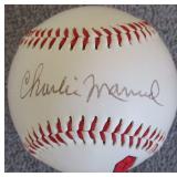 Charlie Manuel Signed Chief Wahoo Logo Baseball