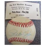 Pete Rose Signed ONL Baseball w/ Auto Ticket Reds