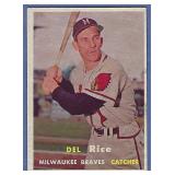 High Grade 1957 Topps #193 Del Rice Braves