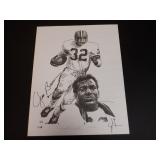 JIM BROWN SIGNED AUTO ART PRINT /100. JSA COA
