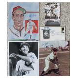 Lot Of (5) Signed Bob Feller Indians Photos Etc