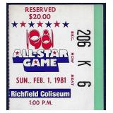 1981 NBA All-Star Game Ticket Stub Larry Bird