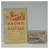 BROWN VS HARVARD 11/14/1925 PROGRAM & TICKET RARE
