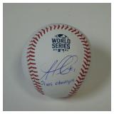 OZZIE ALBIES SIGNED 2021 WORLD SERIES BASEBALL COA