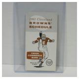 1961 CLEVELAND BROWNS SCHEDULE VINTAGE