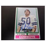 D.D. LEWIS SIGNED AUTO 1974 TOPPS #303 RC