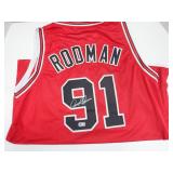 DENNIS RODMAN SIGNED AUTO JERSEY. BECKETT COA