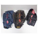 LOT OF 3 CLEVELAND INDIANS GAME USED GLOVES