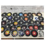 45 Record Lot W/ Vtg 45's Rack & Centre Pieces.