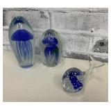 Art Glass Jellyfish & Whale Paperweights.