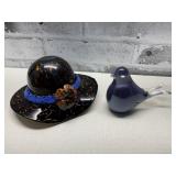 Art Glass Hat & Bird.