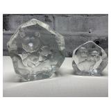 Signed Mats Jonasson Crystal Relief Lot.  (2)